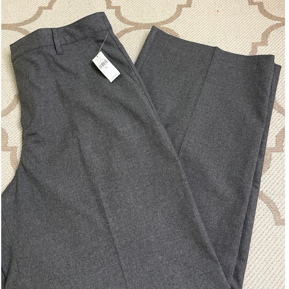 Gap easy trouser flat front wide leg charcoal pants, size 14, MSRP $79.99, NWT